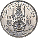 1945 Scottish Shilling - George VI British Silver Coin