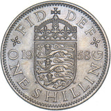 1958 English Shilling - Elizabeth II British  Coin
