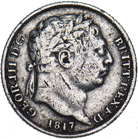 1817 Sixpence - George III British Silver Coin