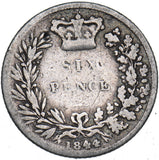 1844 Sixpence - Victoria British Silver Coin