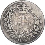 1859 Sixpence - Victoria British Silver Coin