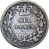 1875 Sixpence - Victoria British Silver Coin