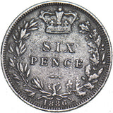 1886 Sixpence - Victoria British Silver Coin