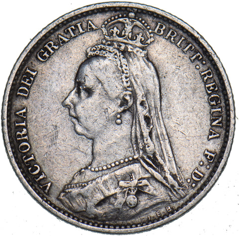 1887 Sixpence - Victoria British Silver Coin