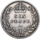 1887 Sixpence - Victoria British Silver Coin