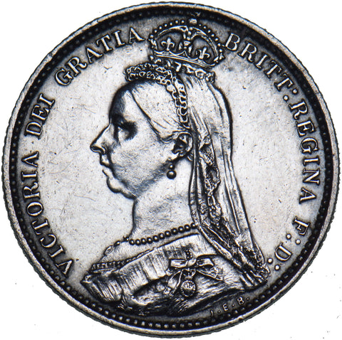 1887 Sixpence - Victoria British Silver Coin