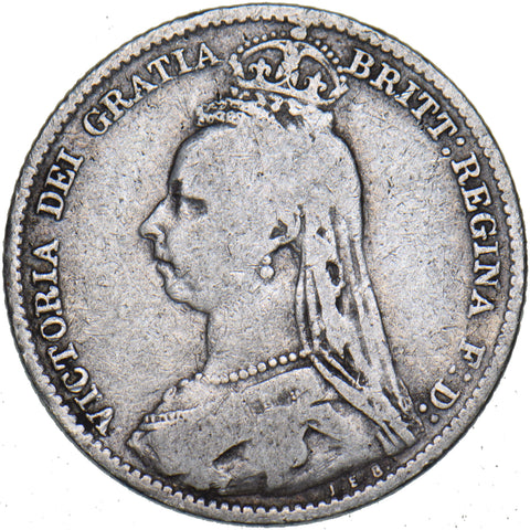 1892 Sixpence - Victoria British Silver Coin