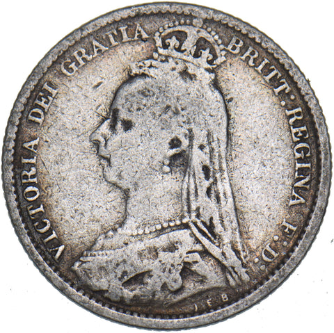 1889 Sixpence - Victoria British Silver Coin