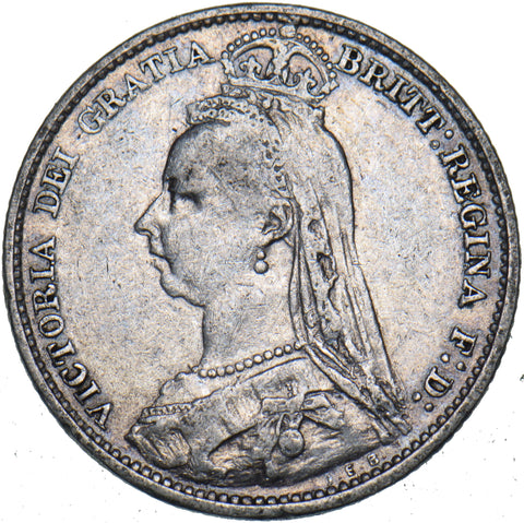 1892 Sixpence - Victoria British Silver Coin