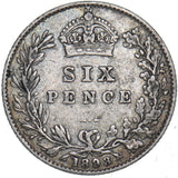 1893 Sixpence - Victoria British Silver Coin