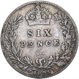 1895 Sixpence - Victoria British Silver Coin