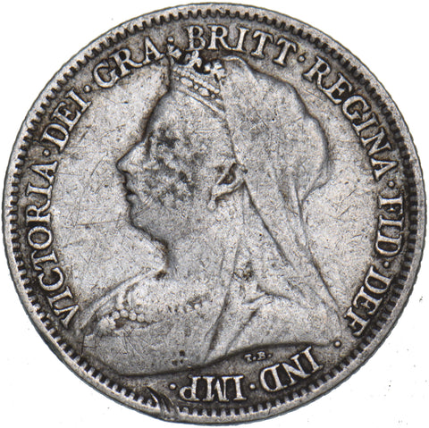 1900 Sixpence - Victoria British Silver Coin