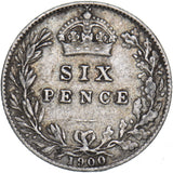 1900 Sixpence - Victoria British Silver Coin