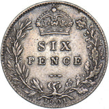 1901 Sixpence - Victoria British Silver Coin