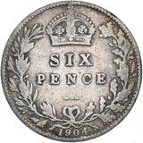 1904 Sixpence - Edward VII British Silver Coin