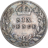 1905 Sixpence - Edward VII British Silver Coin