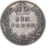 1907 Sixpence - Edward VII British Silver Coin