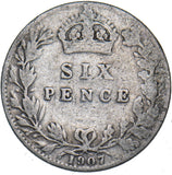 1907 Sixpence - Edward VII British Silver Coin