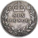 1908 Sixpence - Edward VII British Silver Coin