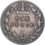 1909 Sixpence - Edward VII British Silver Coin
