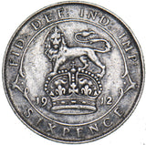1912 Sixpence - George V British Silver Coin