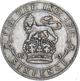 1913 Sixpence - George V British Silver Coin
