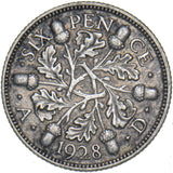 1928 Sixpence - George V British Silver Coin