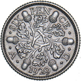 1929 Sixpence - George V British Silver Coin