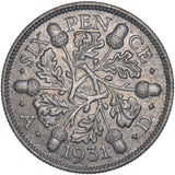 1931 Sixpence - George V British Silver Coin