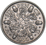 1935 Sixpence - George V British Silver Coin