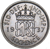 1937 Sixpence - George VI British Silver Coin