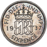 1937 Sixpence - George VI British Silver Coin