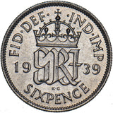 1939 Sixpence - George VI British Silver Coin