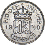 1940 Sixpence - George VI British Silver Coin