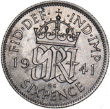 1941 Sixpence - George VI British Silver Coin