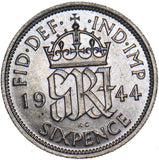 1944 Sixpence - George VI British Silver Coin
