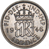 1946 Sixpence - George VI British Silver Coin