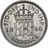 1946 Sixpence - George VI British Silver Coin
