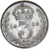 1916 Threepence - George V British Silver Coin