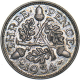 1934 Threepence - George V British Silver Coin