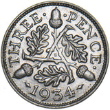 1934 Threepence - George V British Silver Coin