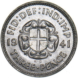 1941 Silver Threepence - George VI British Silver Coin