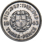 1943 Silver Threepence - George VI British Silver Coin