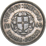 1943 Silver Threepence - George VI British Silver Coin