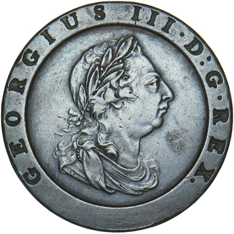 1797 Cartwheel Twopence - George III British Copper Coin - Nice