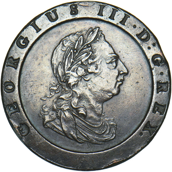 1797 Cartwheel Twopence - George III British Copper Coin - Very Nice