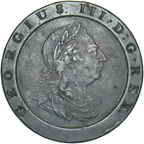 1797 Cartwheel Twopence - George III British Copper Coin - Nice