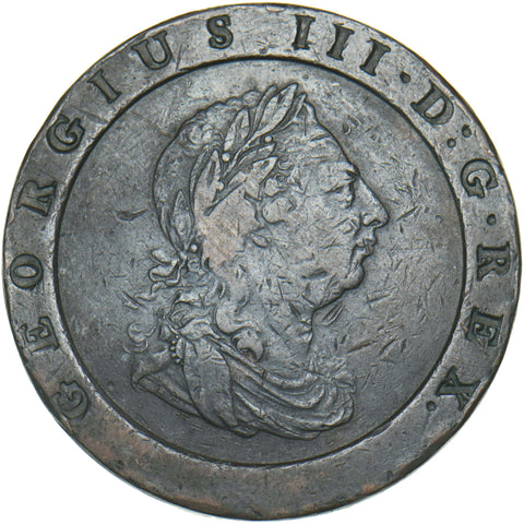1797 Cartwheel Twopence - George III British Copper Coin - Nice