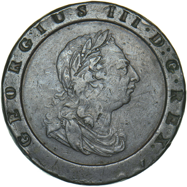 1797 Cartwheel Twopence - George III British Copper Coin - Nice