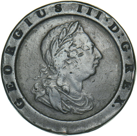1797 Cartwheel Twopence - George III British Copper Coin